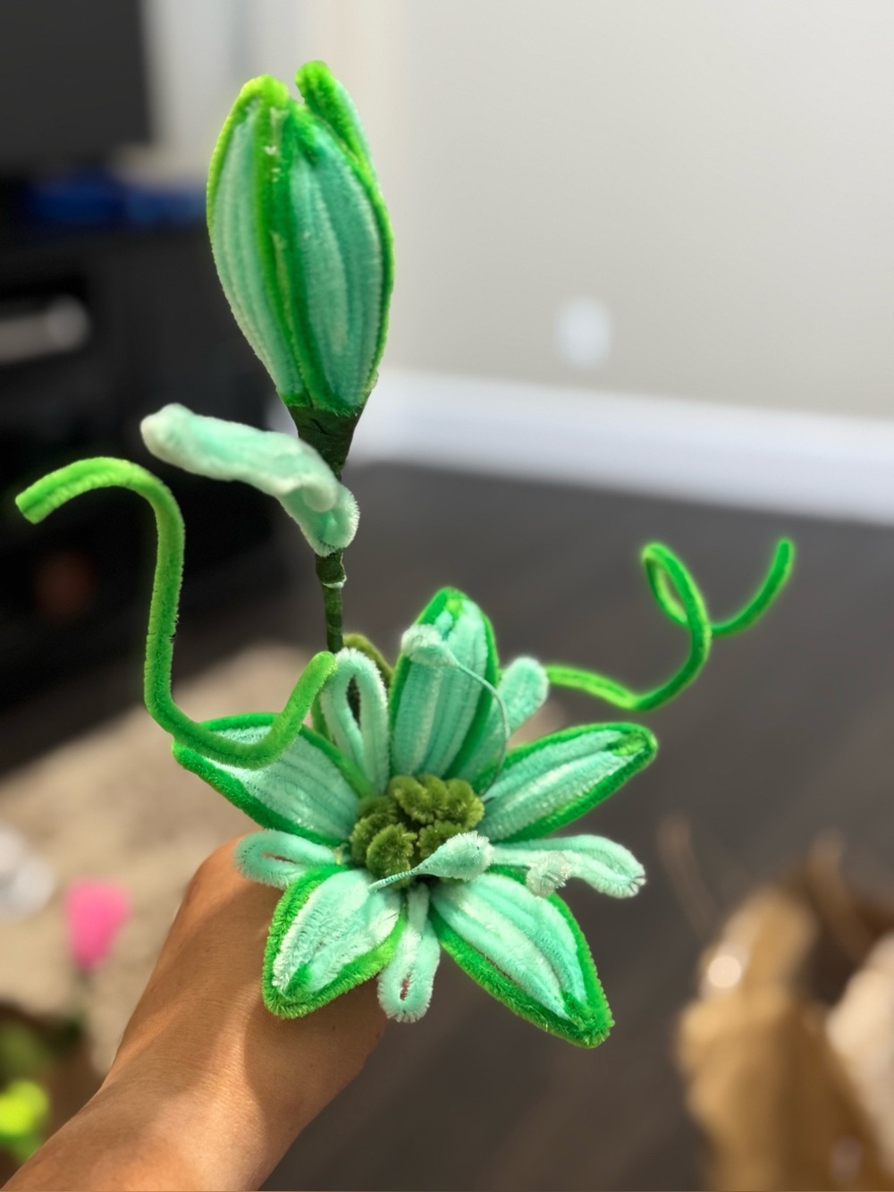 Handcraft Green Plush Flower stem